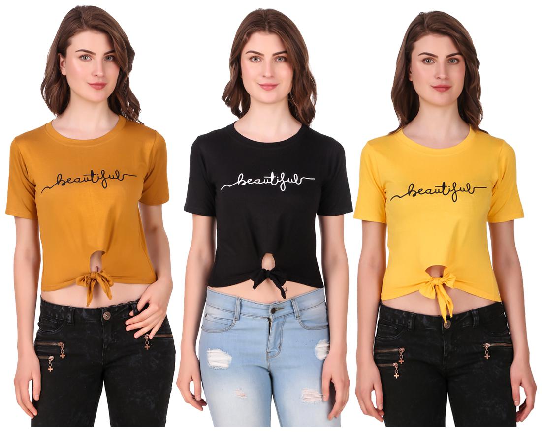 

AARYA WORLD Women Solid Crop top - Multi
