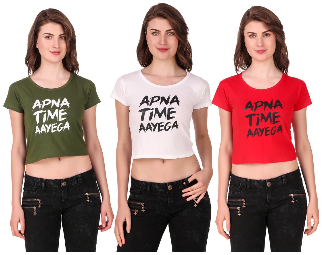 

AARYA WORLD Women Solid Crop top - Multi