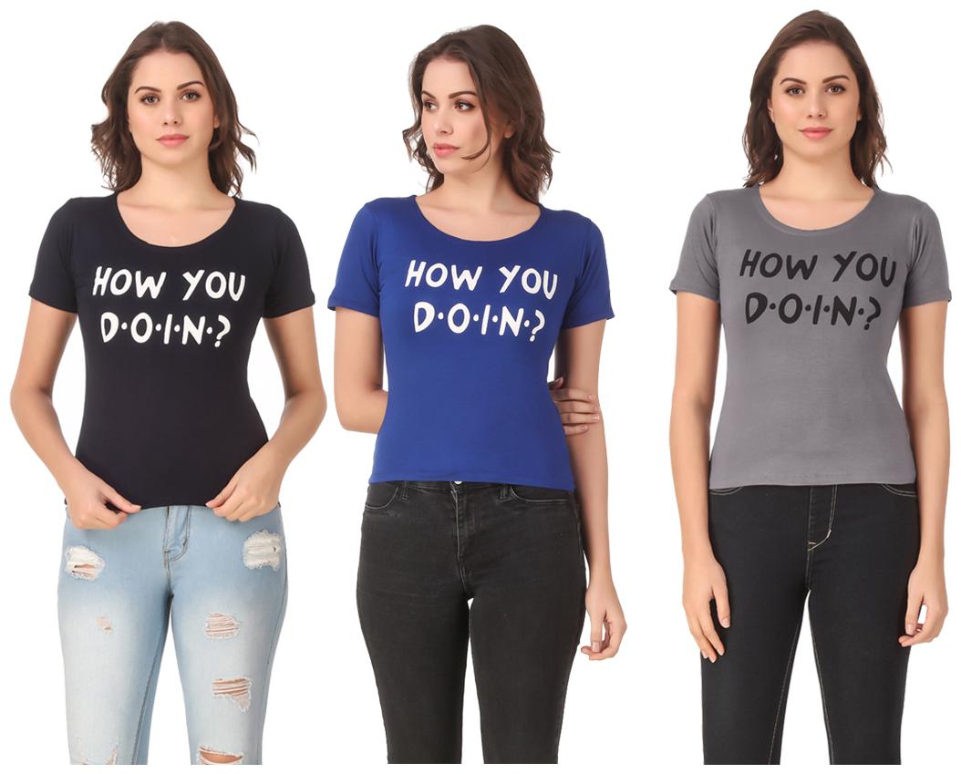 

AARYA WORLD Women Lycra Printed Multi T Shirt
