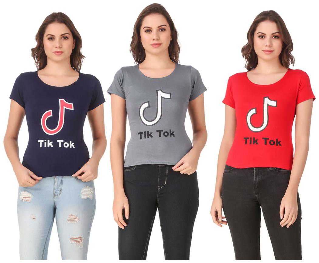 

AARYA WORLD Women Lycra Printed Multi T Shirt