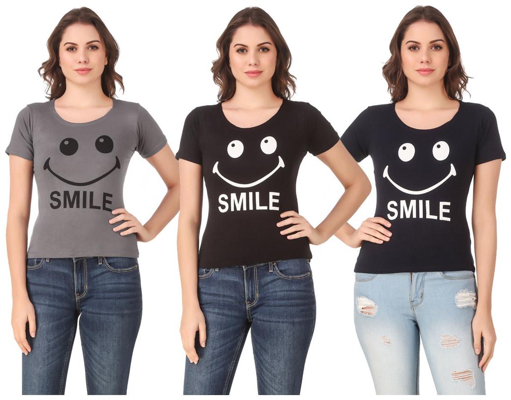 

AARYA WORLD Women Lycra Printed Multi T Shirt