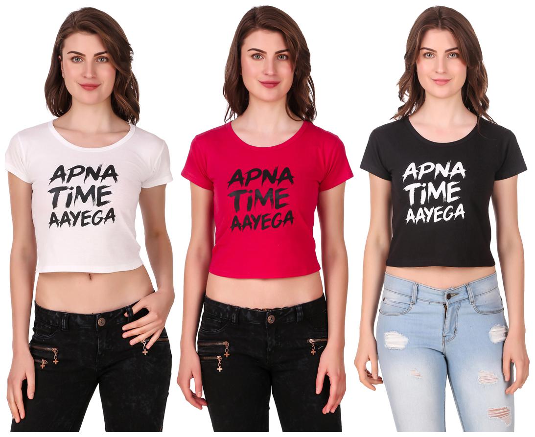 

AARYA WORLD Women Solid Crop top - Multi