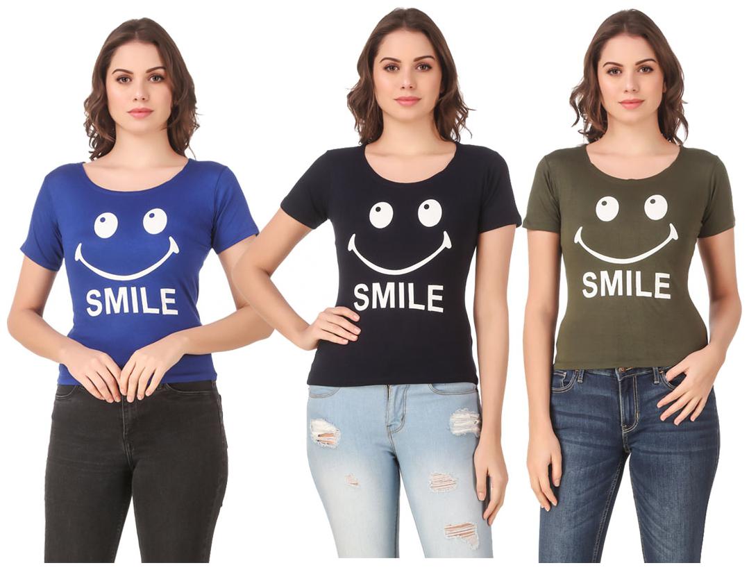 

AARYA WORLD Women Lycra Printed Multi T Shirt
