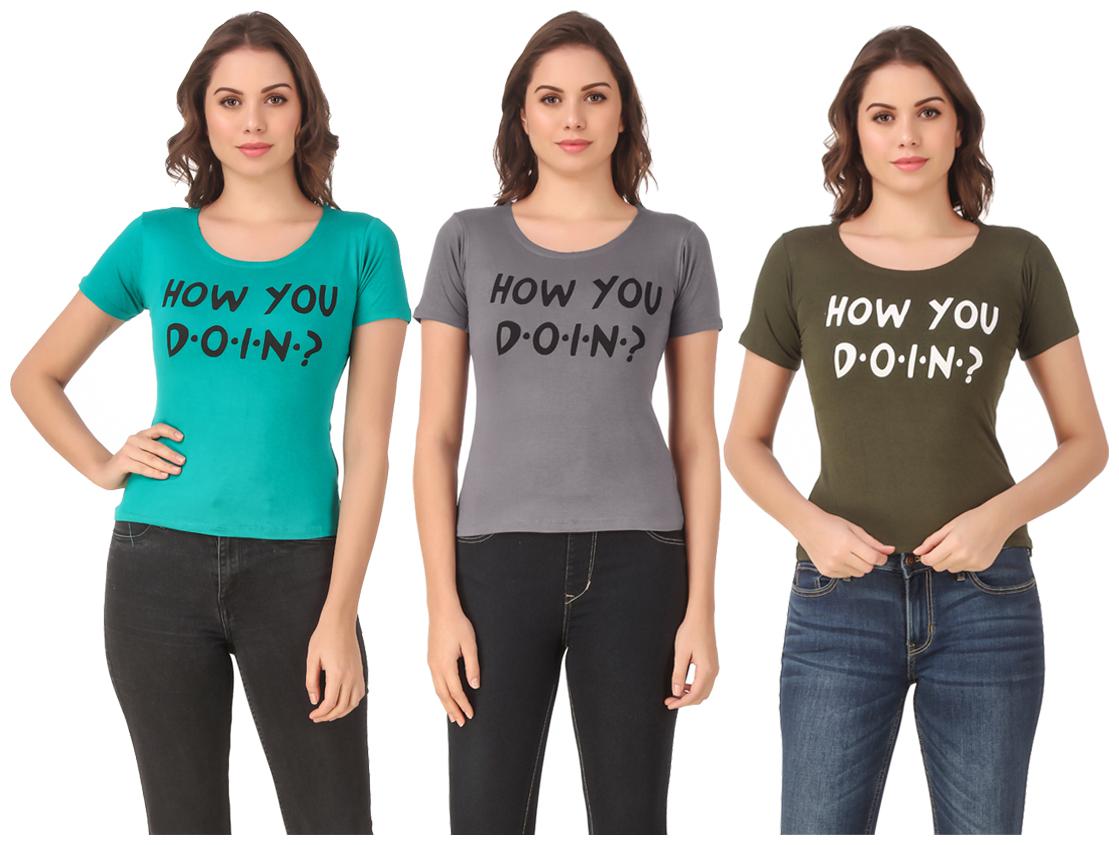 

AARYA WORLD Women Lycra Printed Multi T Shirt