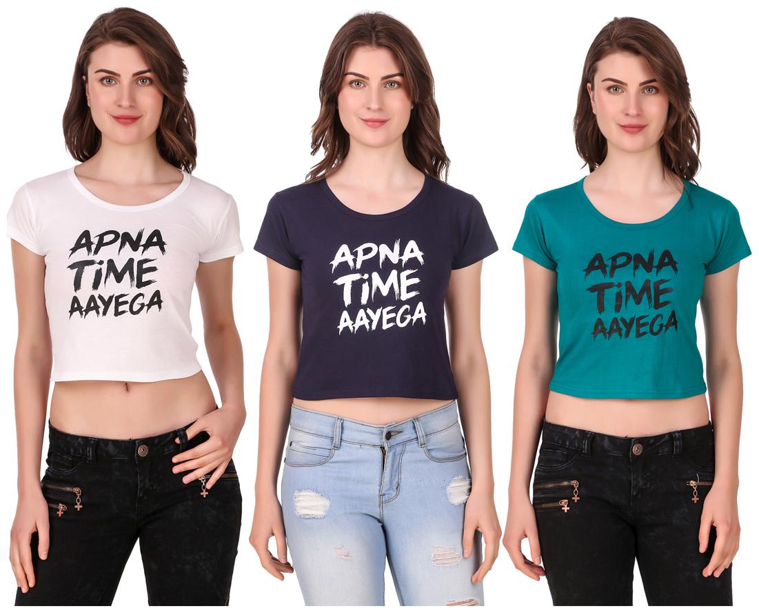 

AARYA WORLD Women Solid Crop top - Multi