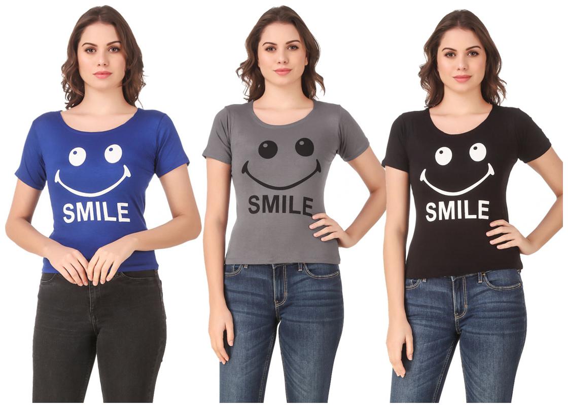 

AARYA WORLD Women Lycra Printed Multi T Shirt