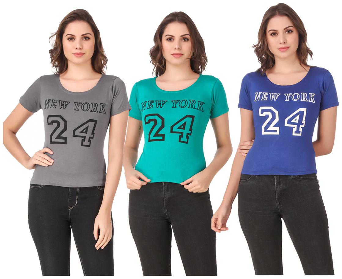 

AARYA WORLD Women Lycra Printed Multi T Shirt