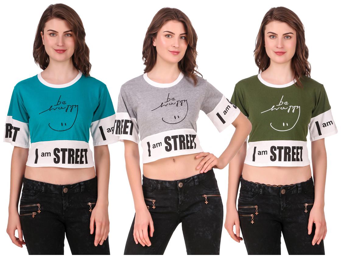 

AARYA WORLD Women Solid Crop top - Multi