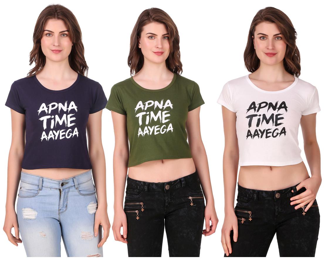 

AARYA WORLD Women Solid Crop top - Multi