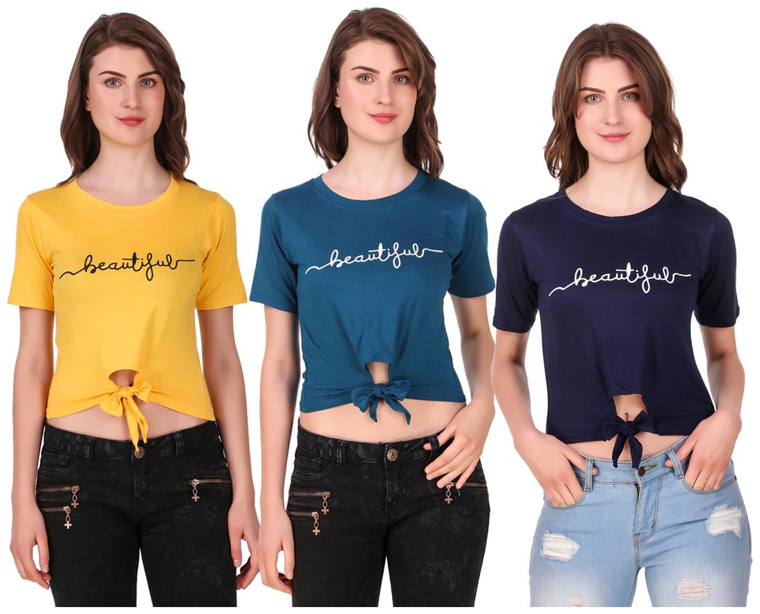 

AARYA WORLD Women Solid Crop top - Multi