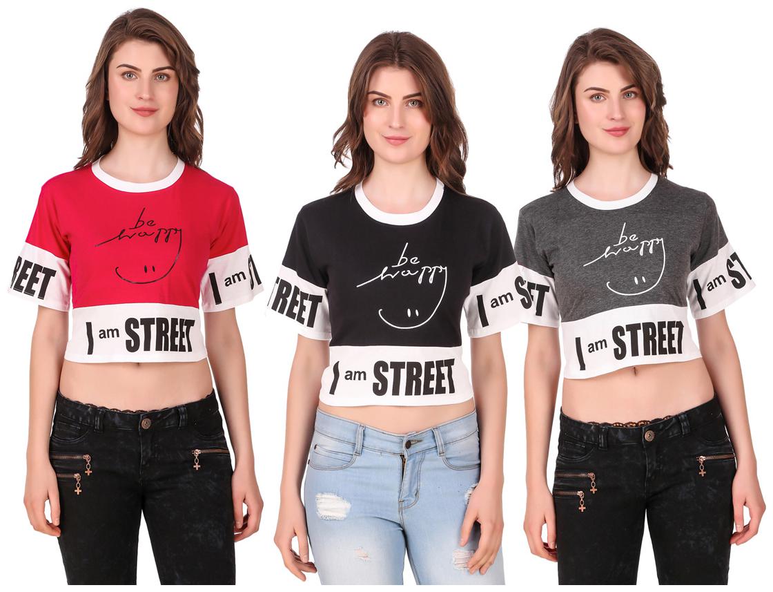 

AARYA WORLD Women Solid Crop top - Multi