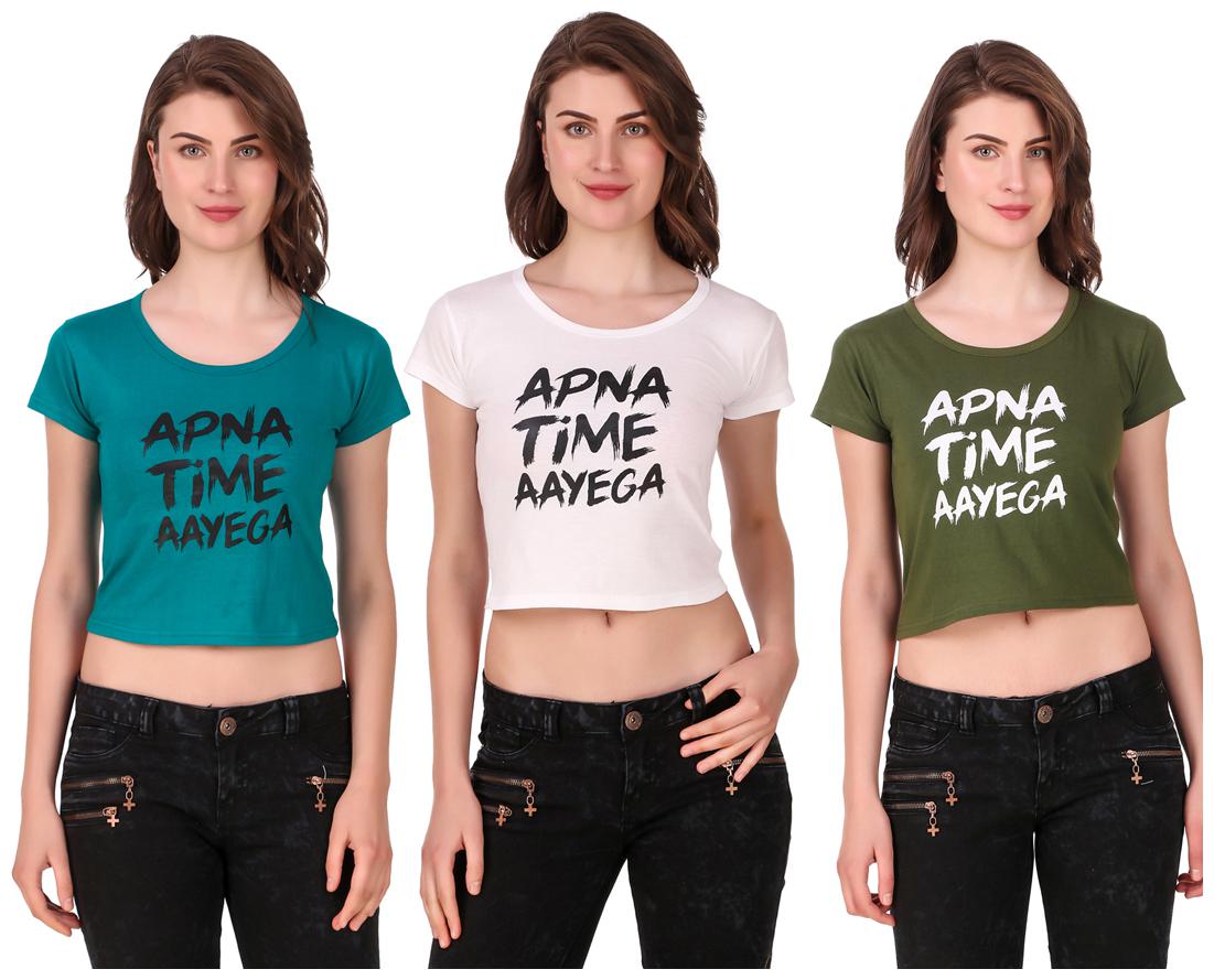 

AARYA WORLD Women Solid Crop top - Multi