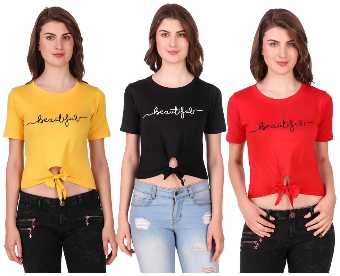 

AARYA WORLD Women Solid Crop top - Multi