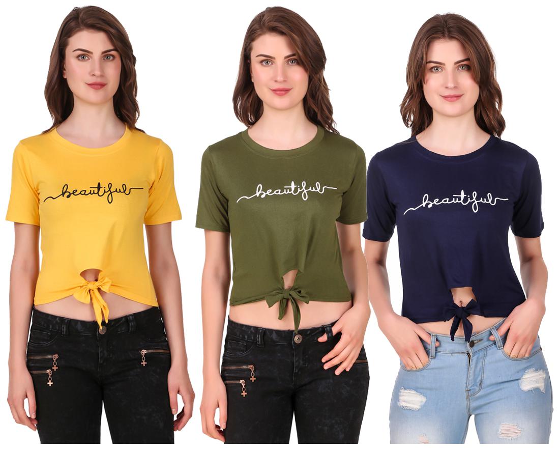 

AARYA WORLD Women Solid Crop top - Multi