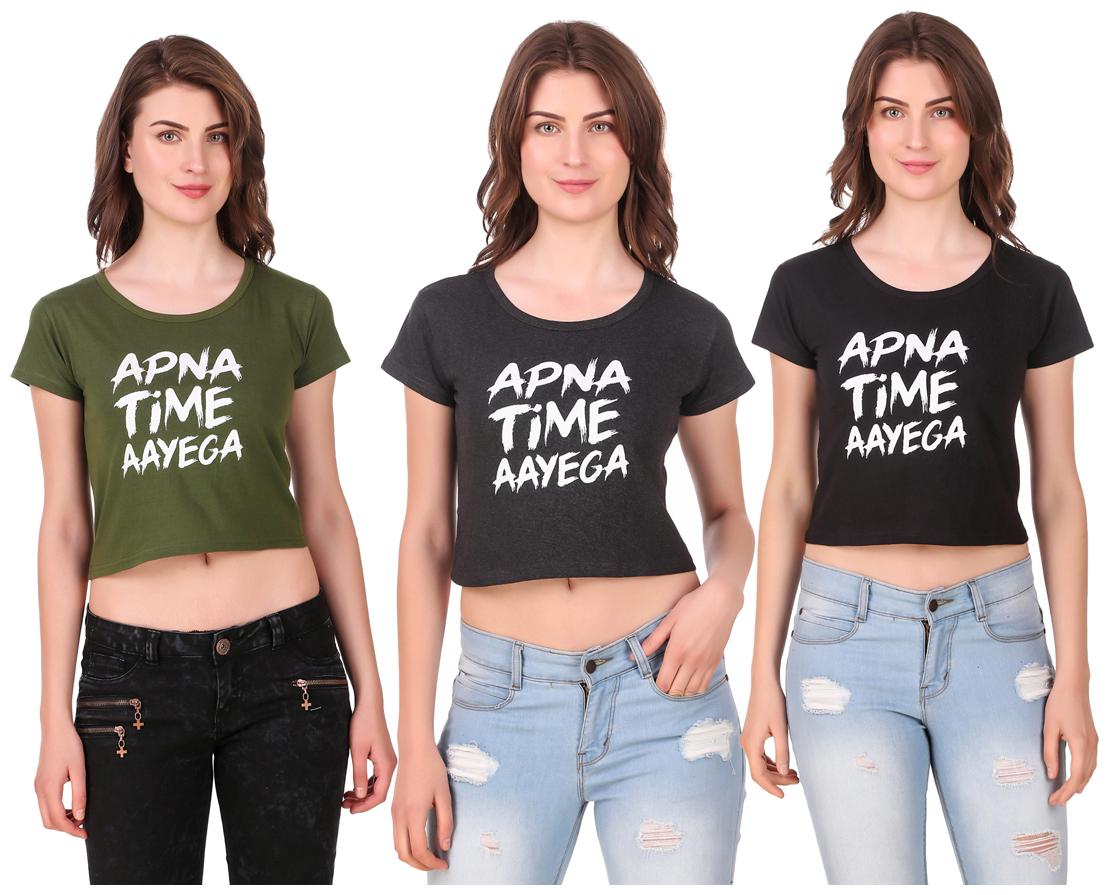 

AARYA WORLD Women Solid Crop top - Multi