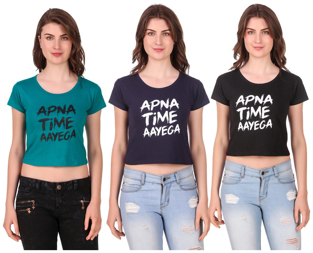 

AARYA WORLD Women Solid Crop top - Multi