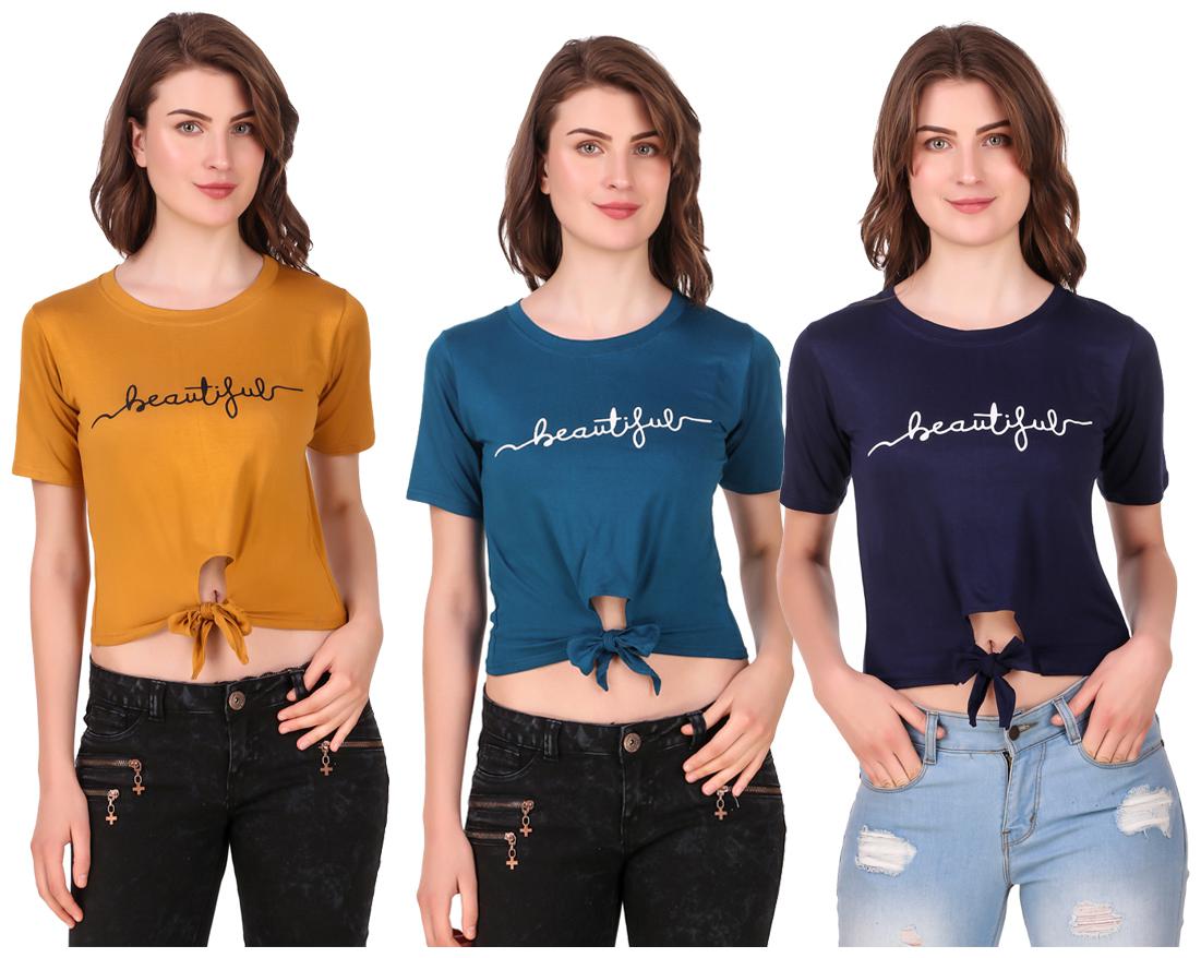 

AARYA WORLD Women Solid Crop top - Multi