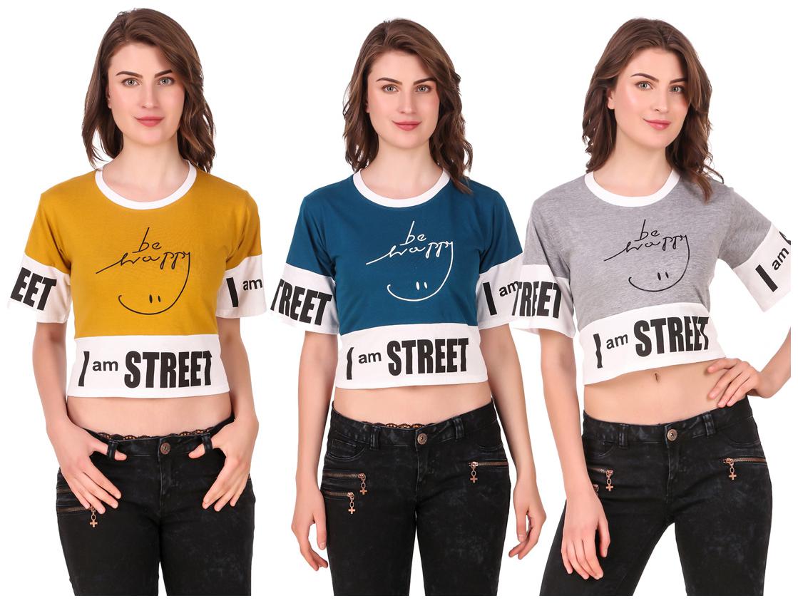 

AARYA WORLD Women Solid Crop top - Multi