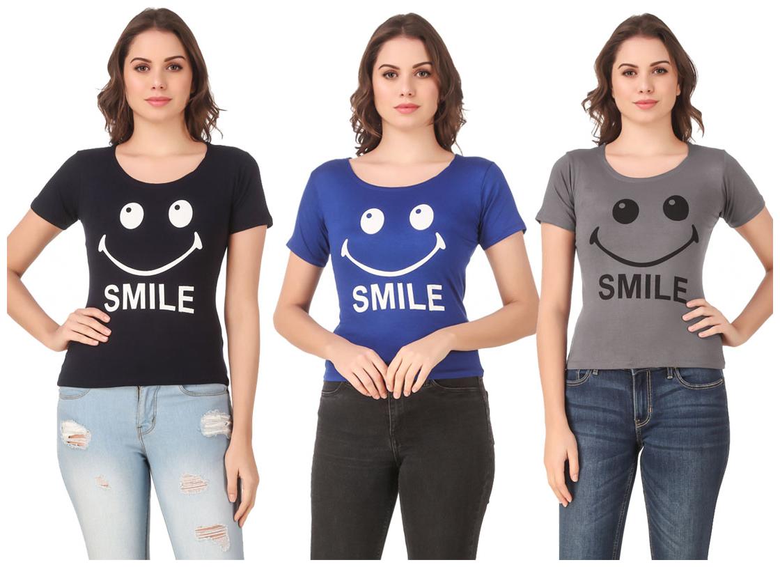 

AARYA WORLD Women Lycra Printed Multi T Shirt