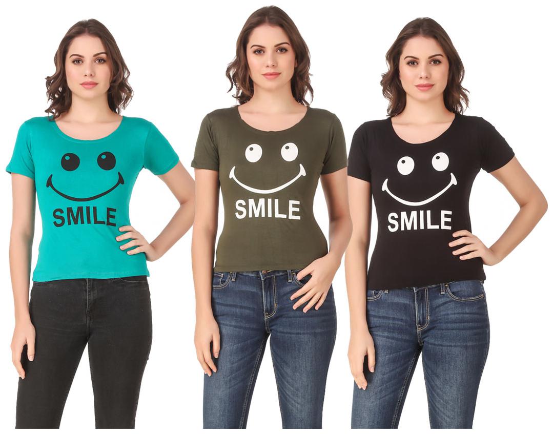 

AARYA WORLD Women Lycra Printed Multi T Shirt