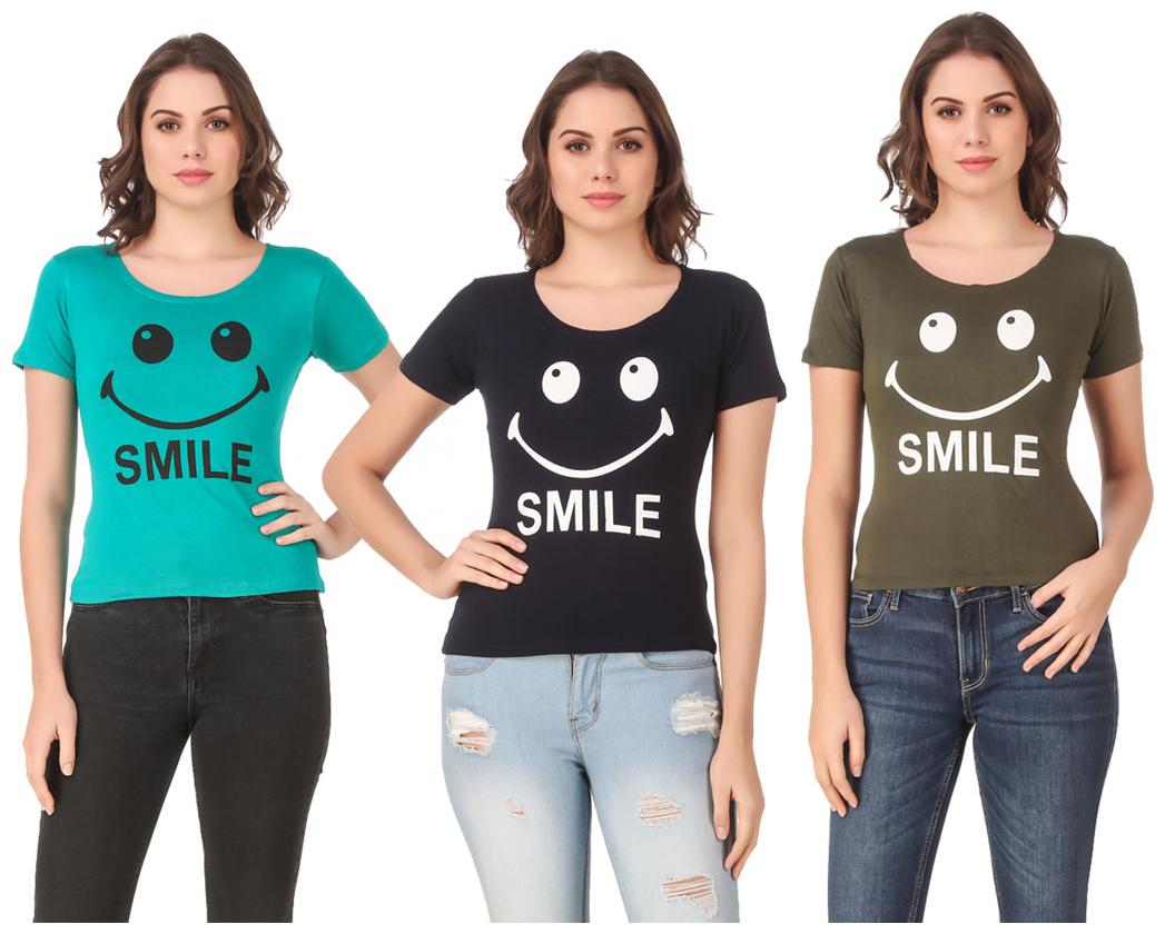 

AARYA WORLD Women Lycra Printed Multi T Shirt