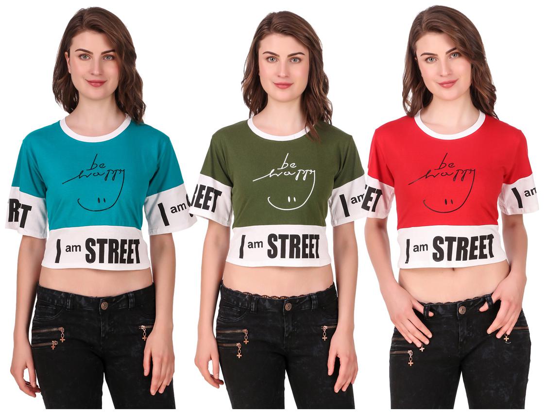 

AARYA WORLD Women Solid Crop top - Multi