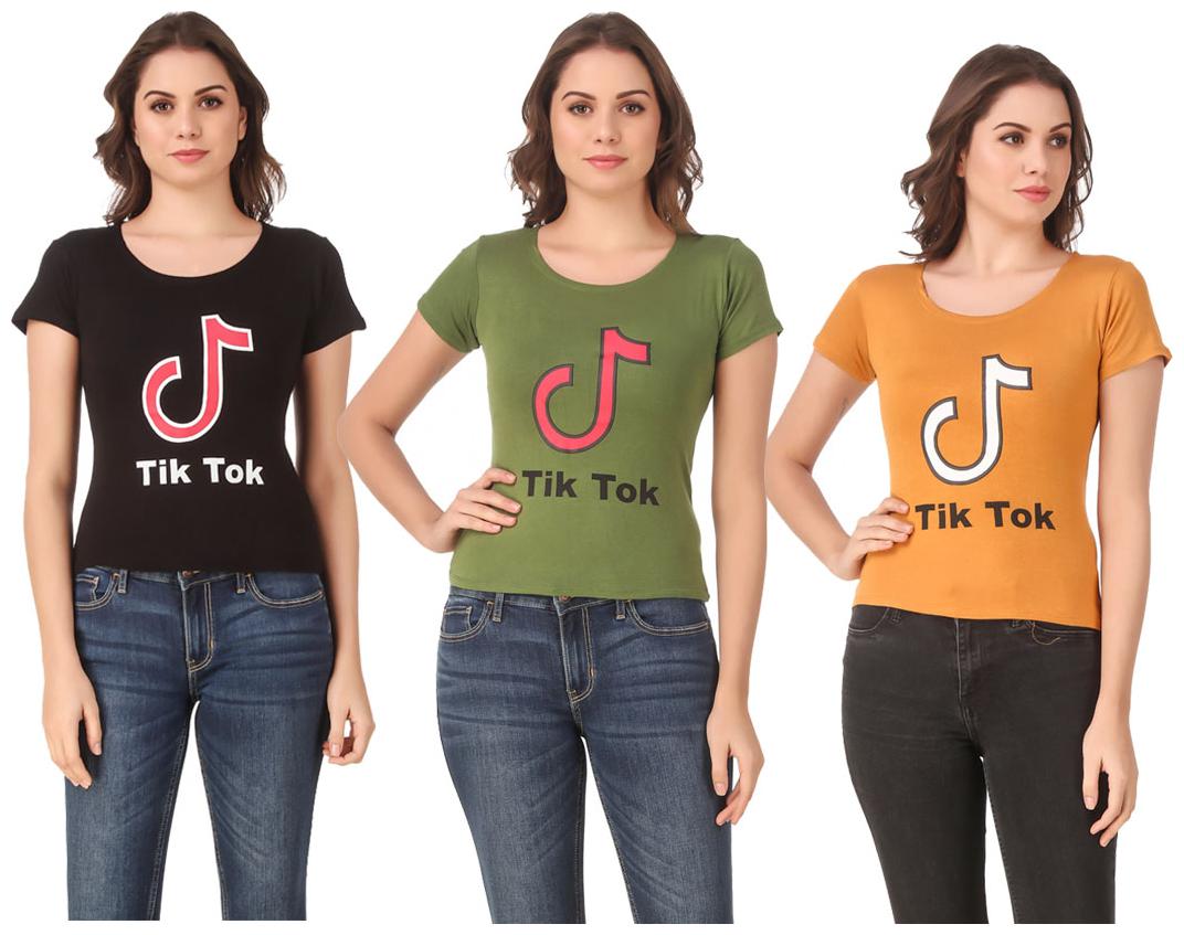 

AARYA WORLD Women Lycra Printed Multi T Shirt