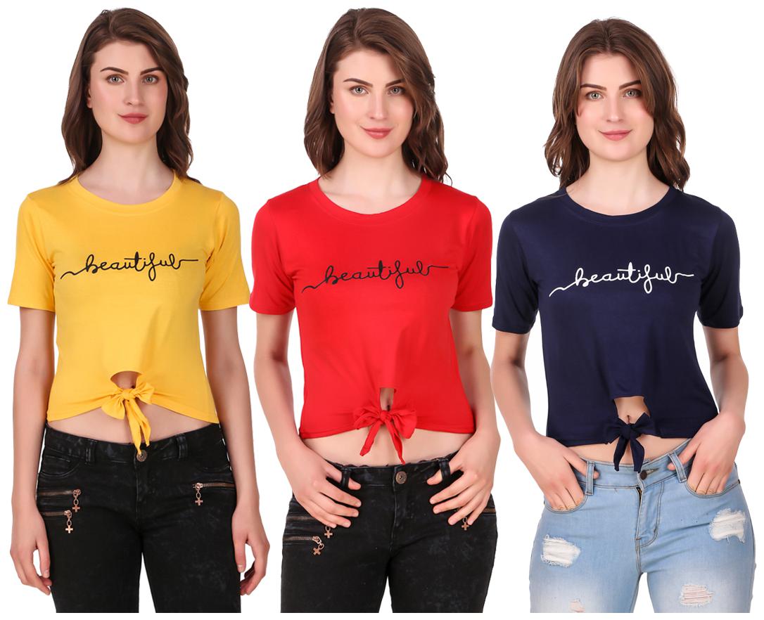 

AARYA WORLD Women Solid Crop top - Multi