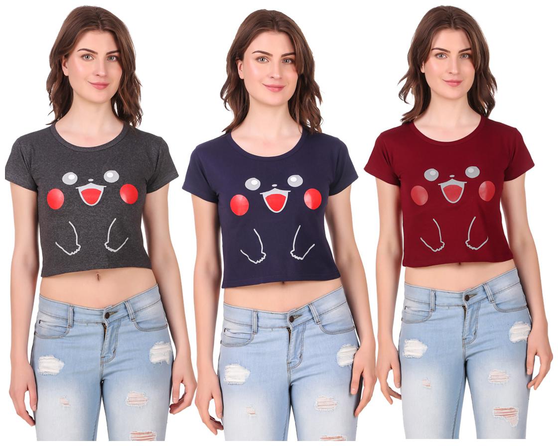 

AARYA WORLD Women Solid Crop top - Multi