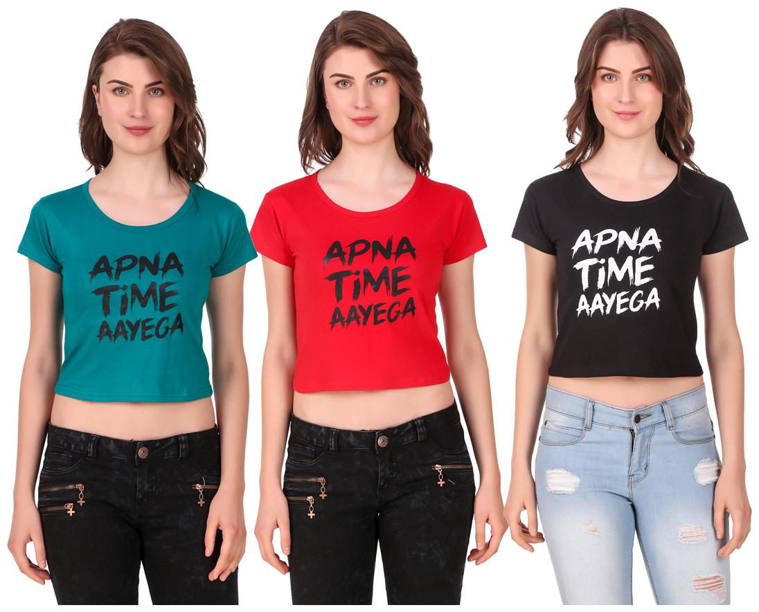 

AARYA WORLD Women Solid Crop top - Multi