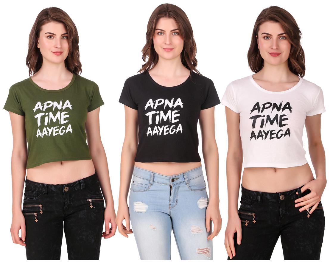 

AARYA WORLD Women Solid Crop top - Multi