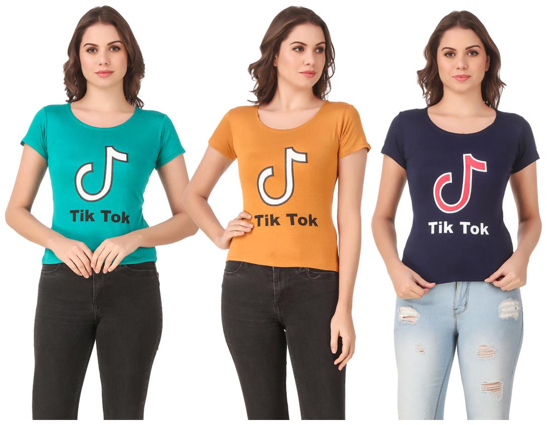 

AARYA WORLD Women Lycra Printed Multi T Shirt