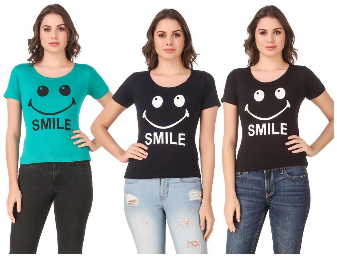 

AARYA WORLD Women Lycra Printed Multi T Shirt