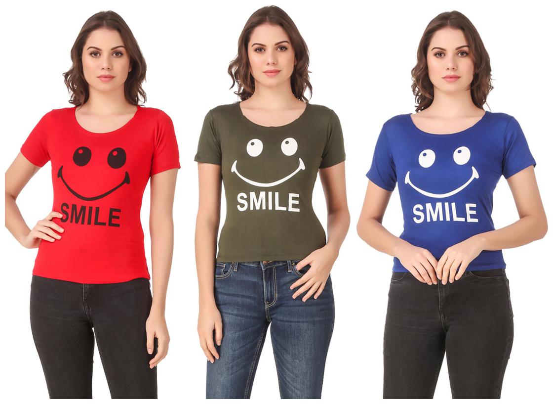 

AARYA WORLD Women Lycra Printed Multi T Shirt