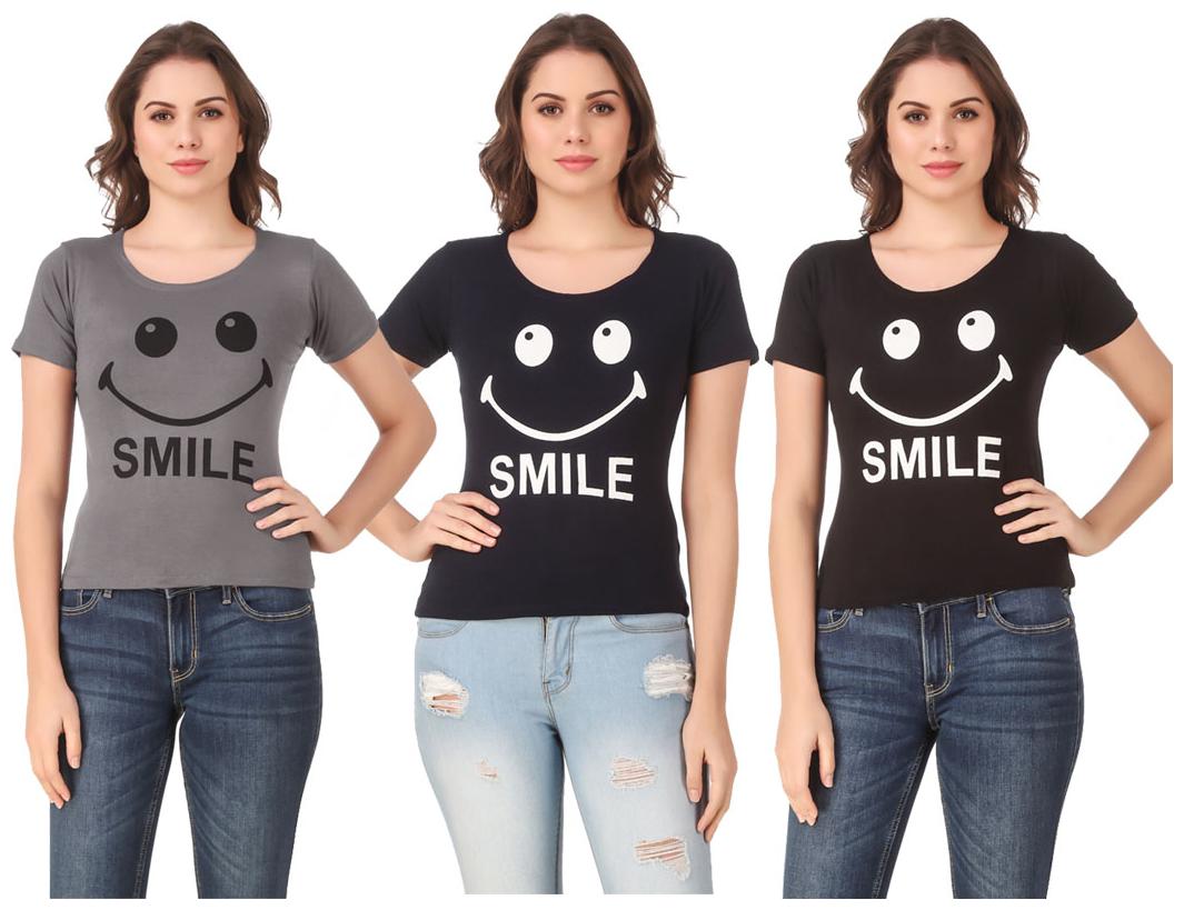 

AARYA WORLD Women Lycra Printed Multi T Shirt