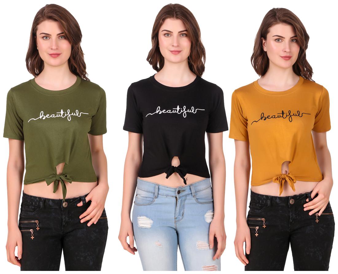 

AARYA WORLD Women Solid Crop top - Multi