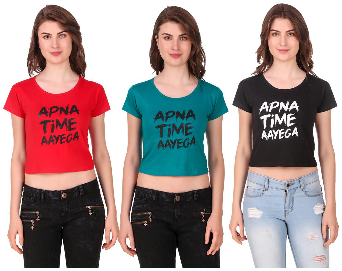 

AARYA WORLD Women Solid Crop top - Multi