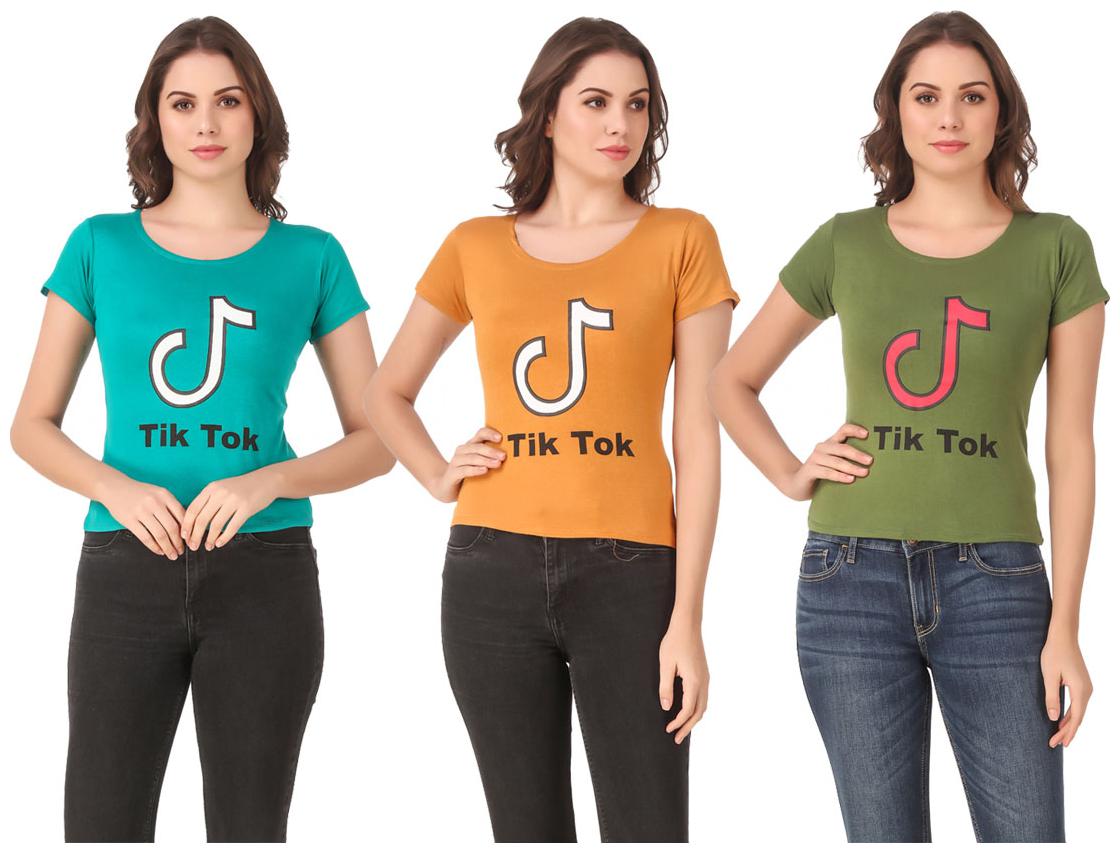 

AARYA WORLD Women Lycra Printed Multi T Shirt
