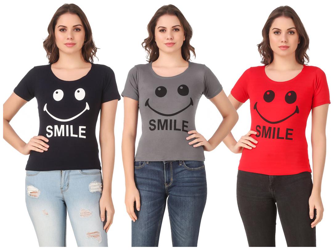 

AARYA WORLD Women Lycra Printed Multi T Shirt