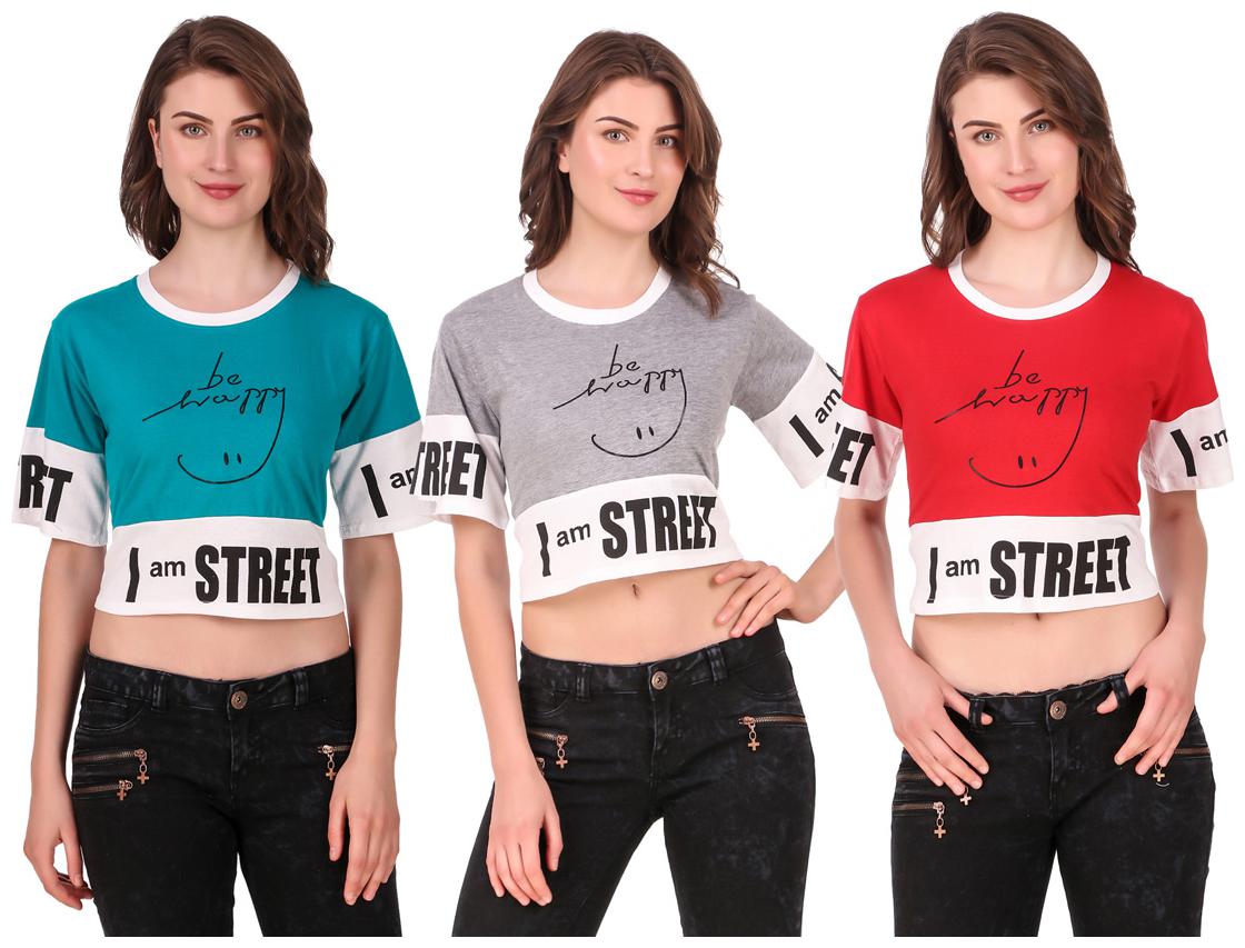 

AARYA WORLD Women Solid Crop top - Multi