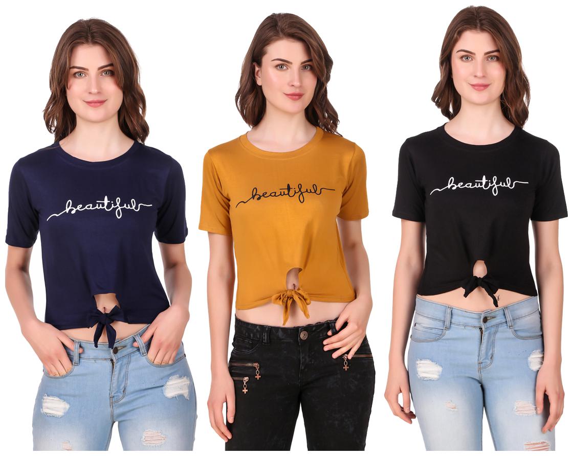 

AARYA WORLD Women Solid Crop top - Multi