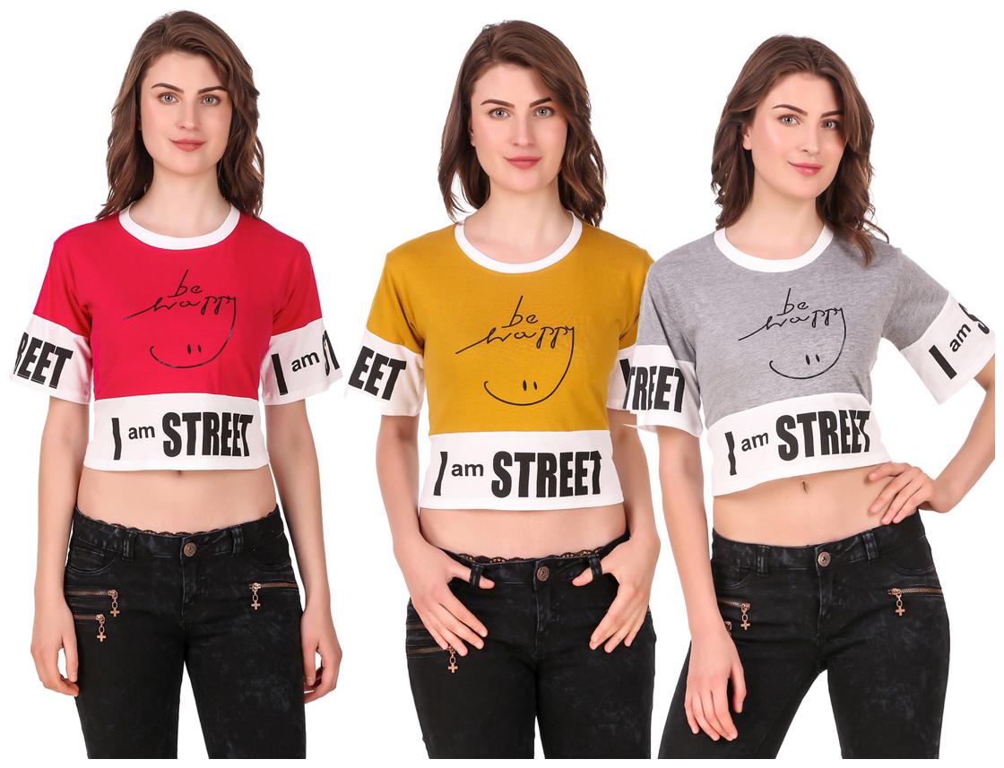 

AARYA WORLD Women Solid Crop top - Multi