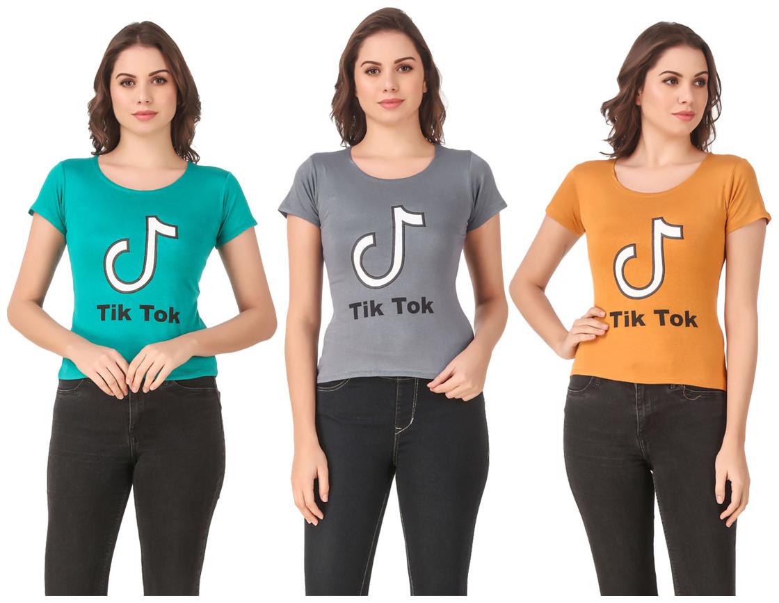 

AARYA WORLD Women Lycra Printed Multi T Shirt