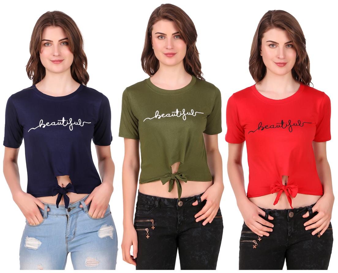 

AARYA WORLD Women Solid Crop top - Multi