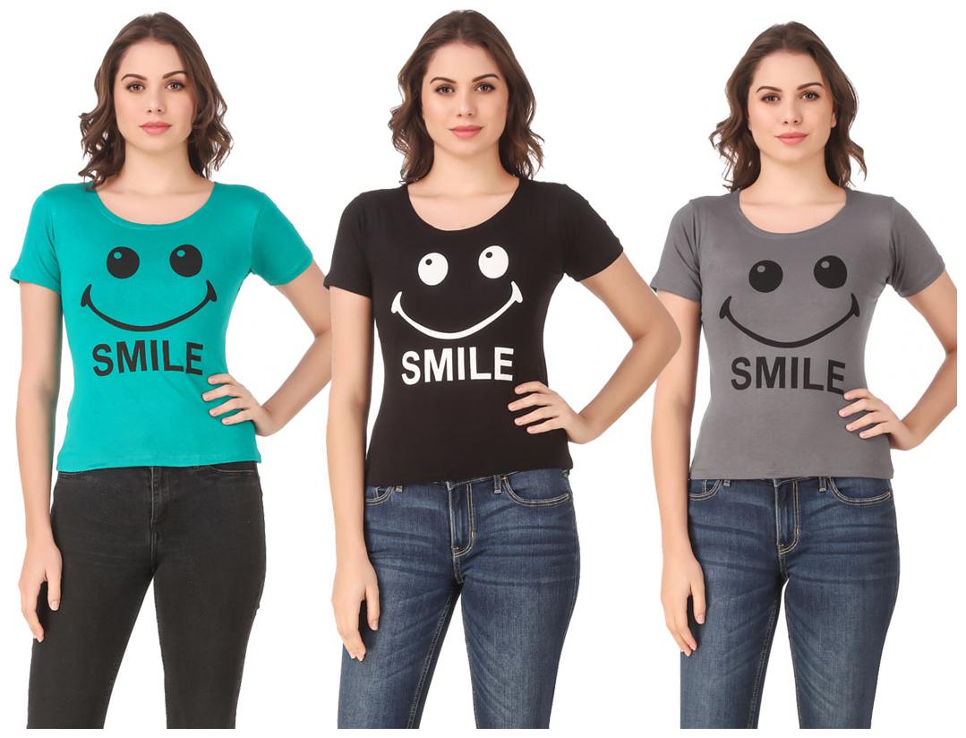 

AARYA WORLD Women Lycra Printed Multi T Shirt