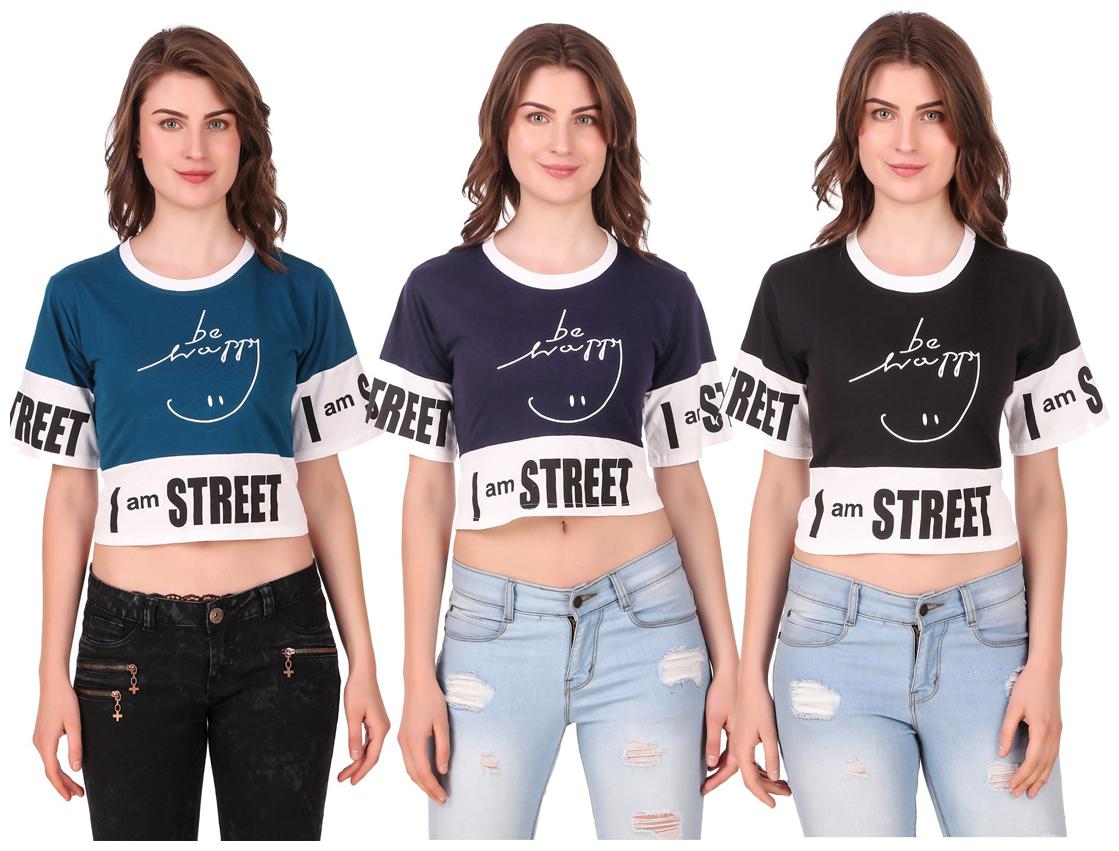 

AARYA WORLD Women Solid Crop top - Multi