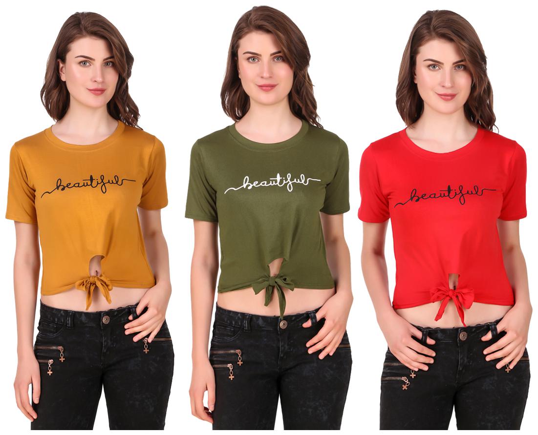 

AARYA WORLD Women Solid Crop top - Multi