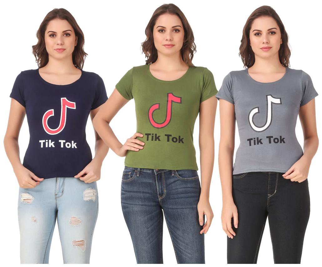 

AARYA WORLD Women Lycra Printed Multi T Shirt