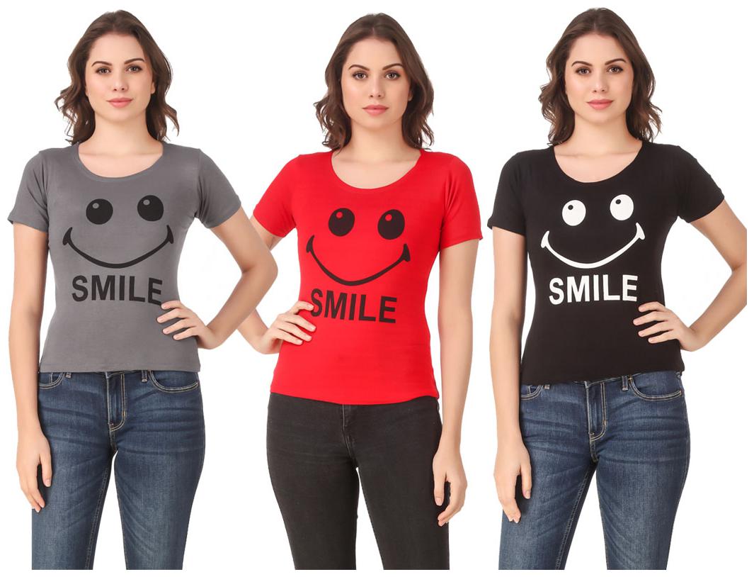 

AARYA WORLD Women Lycra Printed Multi T Shirt