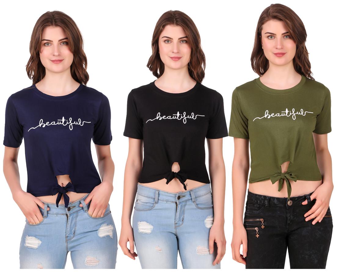 

AARYA WORLD Women Solid Crop top - Multi